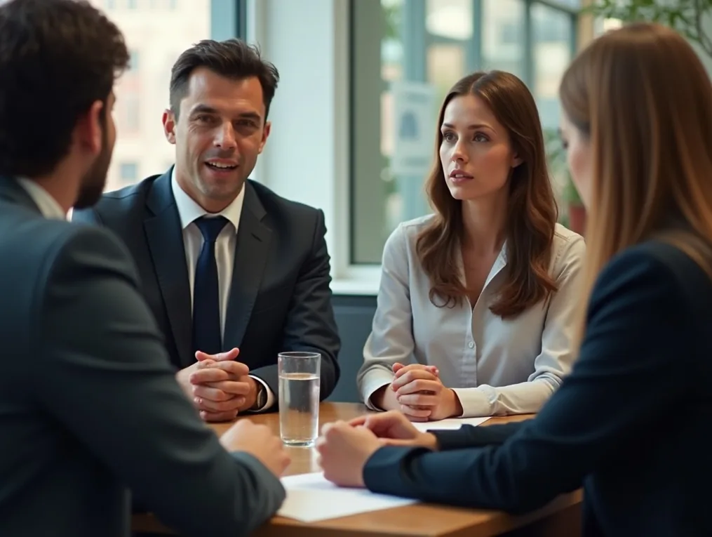 Professional discussing powerful communication